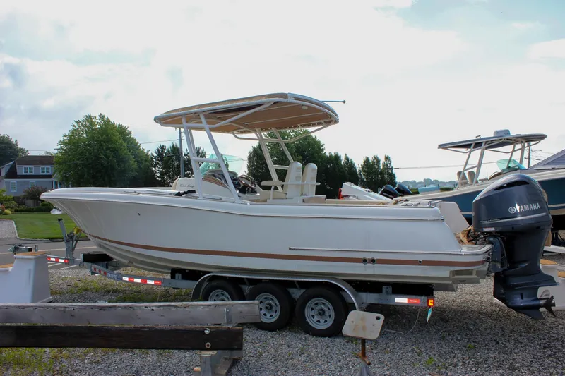 Slide: The Image of 2013 Chris-Craft Catalina 29 Sun Tender on trailer with Yamaha outboard motor. - 3