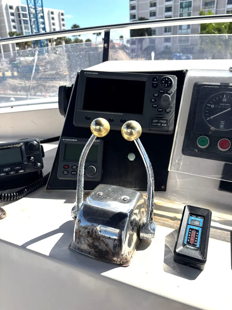 Slide: The Image of Control panel of 1988 Marine Trader Tradewinds 43 Motor Yacht. - 18