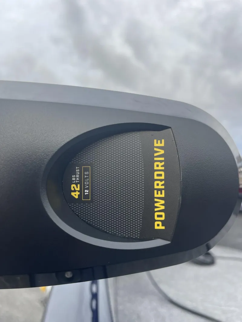 Slide: The Image of Close-up of PowerDrive motor on 2025 Tracker Pro Guide V-16 SC boat. - 8