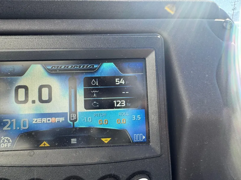 Slide: The Image of Moomba Mondo 2022 dashboard display showing speed, temperature, and settings. - 11