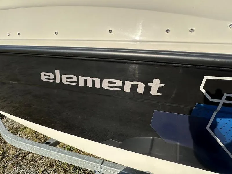 Slide: The Image of 2019 Bayliner E16 boat with "Element" logo on the side. - 8