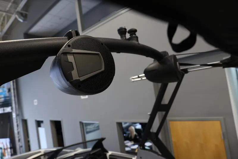 Slide: The Image of 2024 Axis A225 boat speaker and tower detail in showroom. - 2