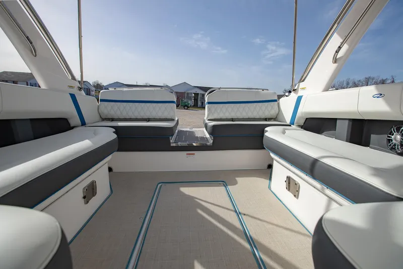 Slide: The Image of 2022 Regal 2800 Bowrider interior with spacious seating and modern design. - 11