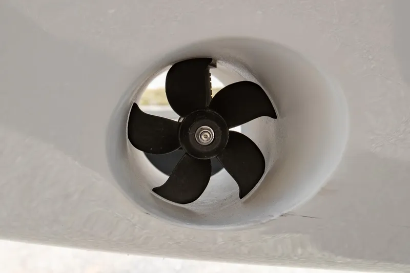 Slide: The Image of Close-up of a 2022 Regal 2800 Bowrider boat propeller. - 26