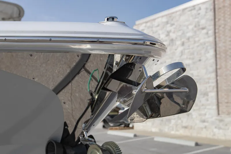 Slide: The Image of 2022 Regal 2800 Bowrider boat anchor detail with chrome finish. - 34