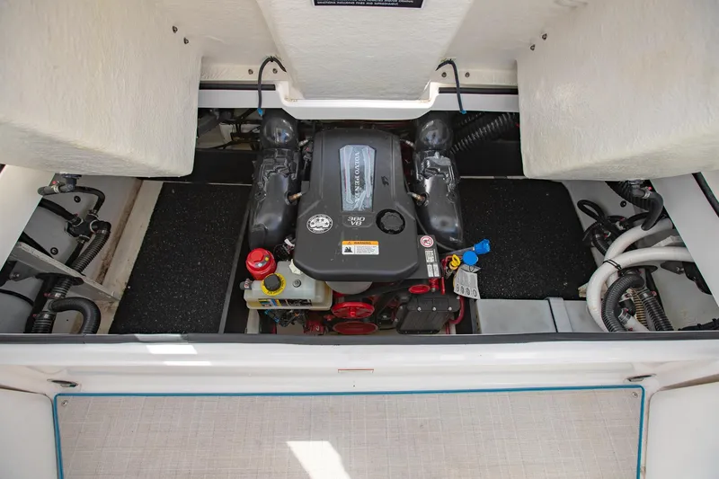 Slide: The Image of Engine compartment of 2022 Regal 2800 Bowrider boat, showcasing modern design and components. - 39