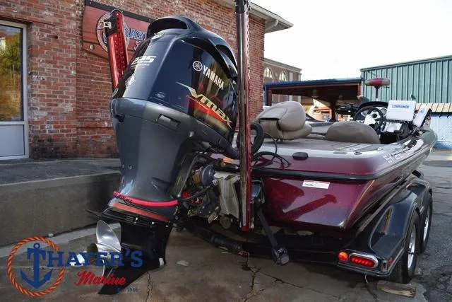 Slide: The Image of 2010 Skeeter ZX225 bass boat with Yamaha engine, parked outside Thayer's Marine. - 42