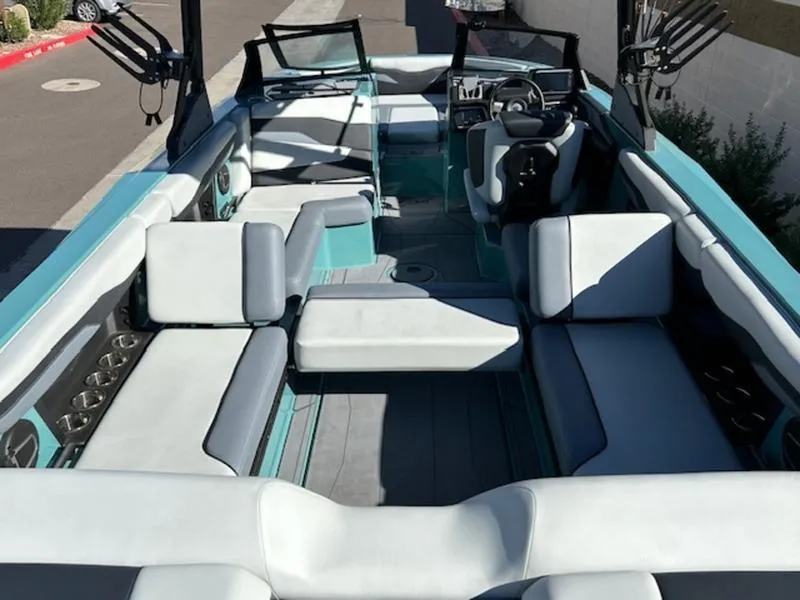 Slide: The Image of 2024 Axis T250 boat interior with spacious seating and modern design. - 17