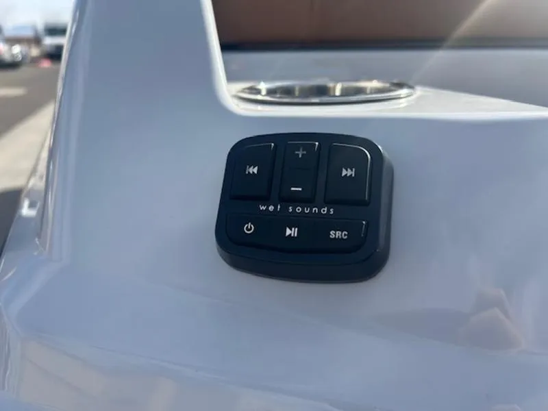 Slide: The Image of Wet Sounds control panel on 2025 Axis A225 boat dashboard. - 24