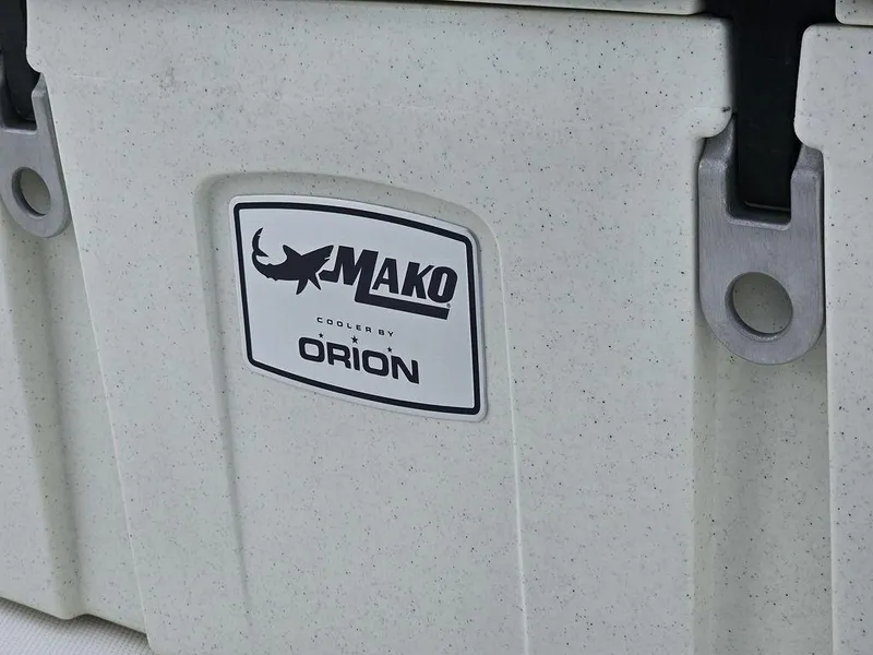 Slide: The Image of Mako Pro Skiff 15 CC 2025 cooler by Orion, close-up view. - 26