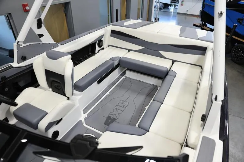 Slide: The Image of 2024 Axis A225 boat interior with modern seating and sleek design. - 18