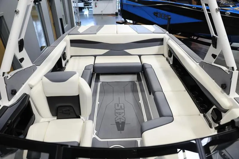 Slide: The Image of 2024 Axis A225 boat interior with modern seating and sleek design. - 19
