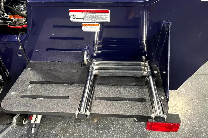Slide: The Image of 2025 Tracker Targa V-19 WT boat ladder and platform detail. - 10