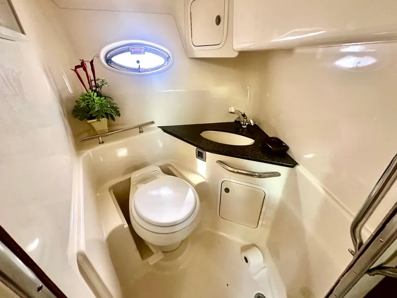 Slide: The Image of Luxurious bathroom in 2005 Sea Ray 420 Sundancer yacht with modern fixtures. - 44