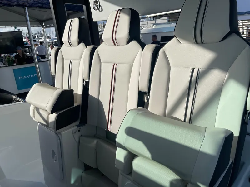 Slide: The Image of 2025 Jeanneau Leader 12.5 WA boat seats, featuring modern design and comfortable upholstery. - 8