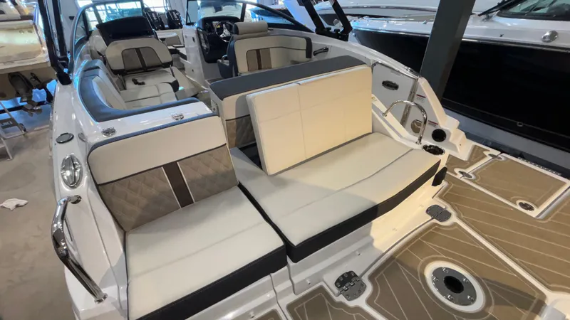 Slide: The Image of 2025 Monterey M65 boat interior with luxurious seating and modern design. - 41
