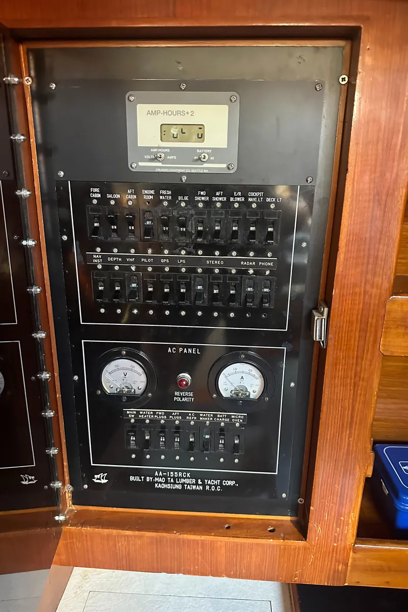 Slide: The Image of Electrical control panel on a 1980 Sailboat Skye 51 Ketch. - 41