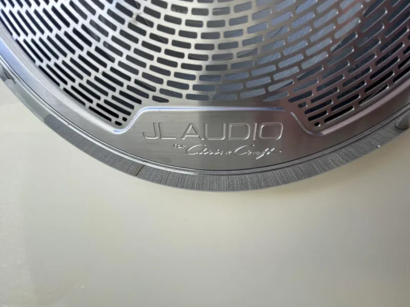 Slide: The Image of JL Audio speaker grille on 2025 Chris-Craft Catalina 30 boat. - 17