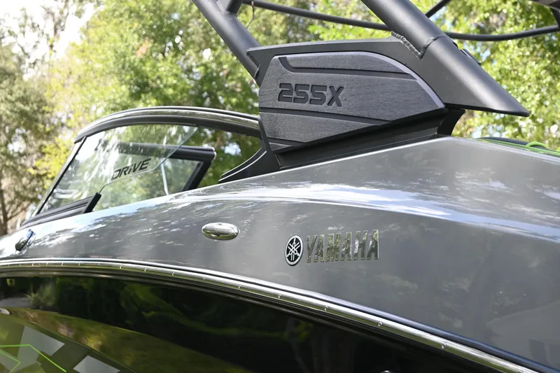 Slide: The Image of 2021 Yamaha Boats 255XD, sleek design with visible branding and details. - 44
