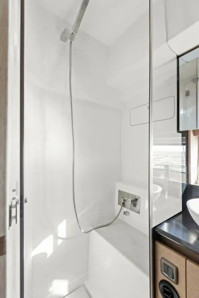 Slide: The Image of Modern shower in 2022 Prestige 460 yacht bathroom. - 40