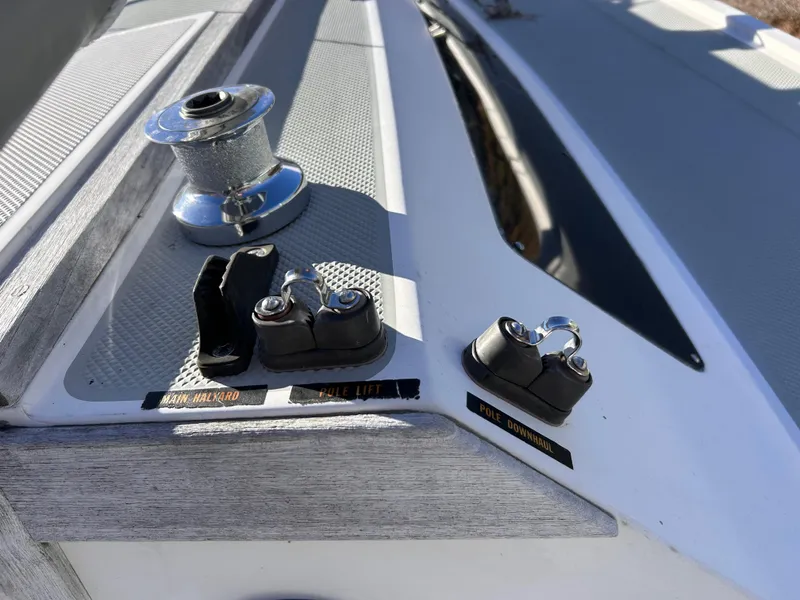 Slide: The Image of Close-up of 1987 Catalina 22 Capri sailboat deck hardware and winch. - 20