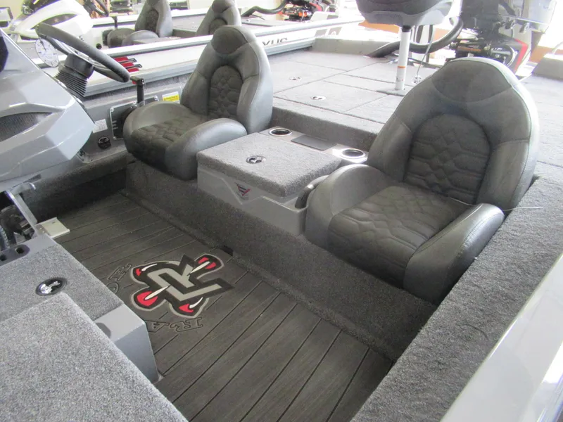 Slide: The Image of 2025 Vexus AVX 2080 boat interior with dual seats and center console. - 4