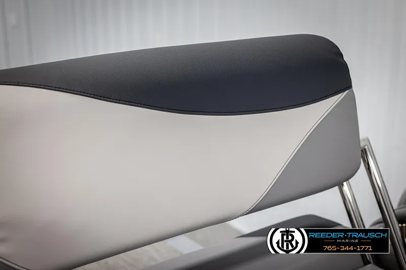 Slide: The Image of Avalon LSZ QLS 2025 boat seat with sleek black and gray design. - 36
