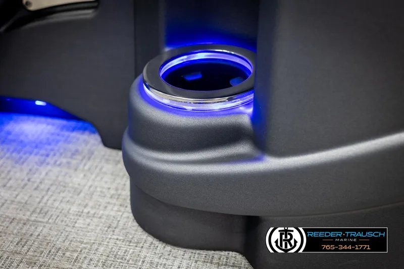 Slide: The Image of Illuminated cup holder in 2025 Avalon LSZ QLS boat interior. - 39
