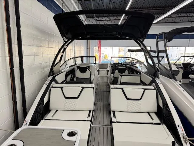Slide: The Image of 2025 Yamaha Boats 252SD interior with sleek seating and modern design. - 21