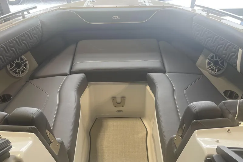 Slide: The Image of 2025 Regal LS9 boat interior with luxurious seating and modern design. - 11