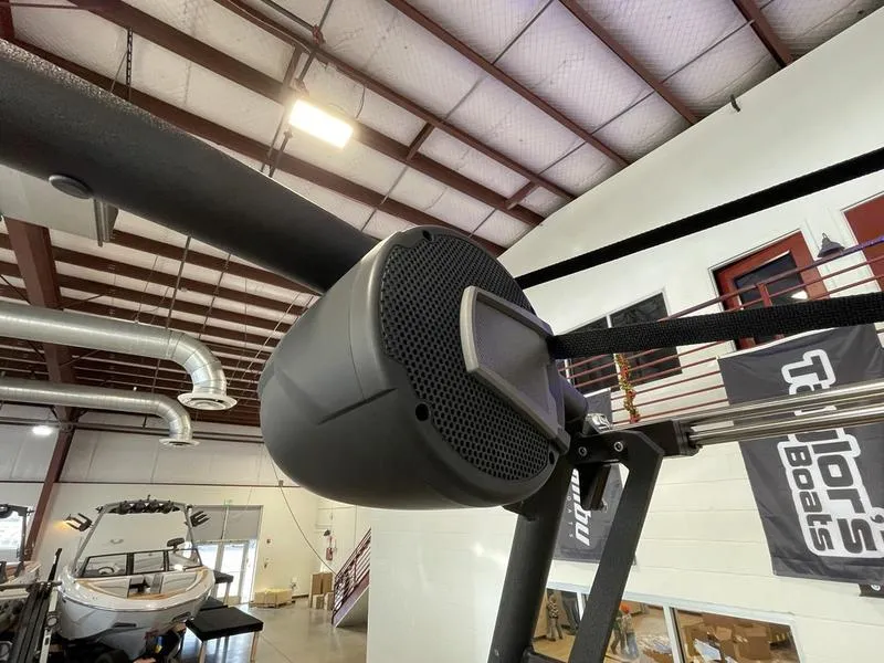 Slide: The Image of Close-up of Axis A225 boat speaker in a showroom, 2025 model. - 20