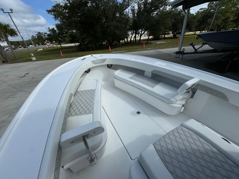 Slide: The Image of 2024 Front Runner 26 Center Console boat with spacious seating and sleek design. - 23