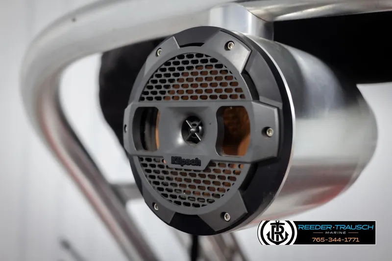 Slide: The Image of Close-up of a 2021 MasterCraft NXT24 boat speaker by Reeder-Trausch Marine. - 43