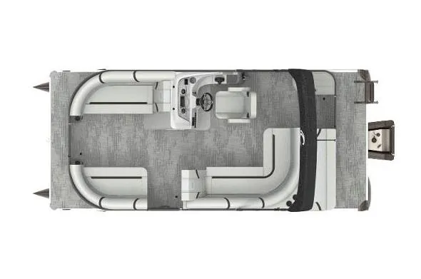 Slide: The Image of Top view of 2025 Crest CLASSIC 220 L pontoon boat layout, featuring spacious seating. - 21