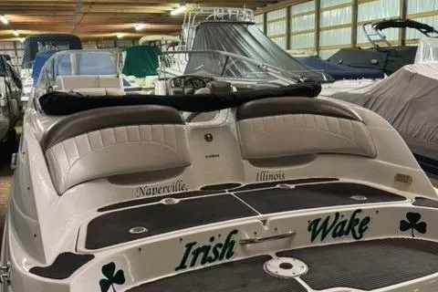 Slide: The Image of 2007 Yamaha SX230 boat in storage, labeled "Irish Wake," Naperville, Illinois. - 5