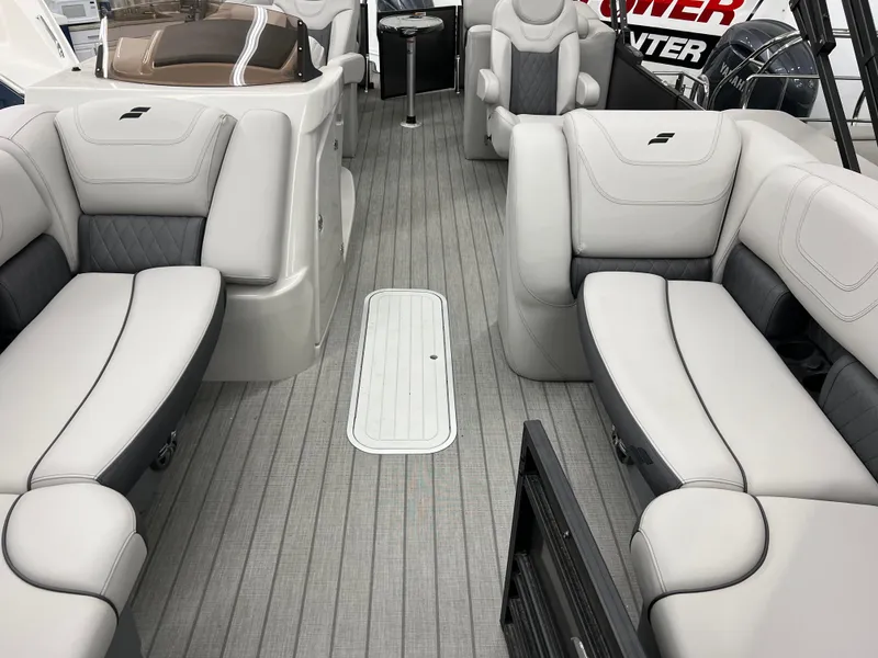 Slide: The Image of 2024 Starcraft SLS 5 Q DH boat interior with luxurious seating and modern design. - 3