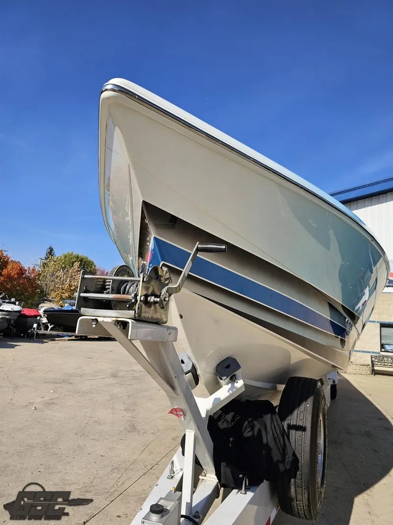 Slide: The Image of 2008 Outerlimits 46 Limited boat on trailer, viewed from the front. - 18