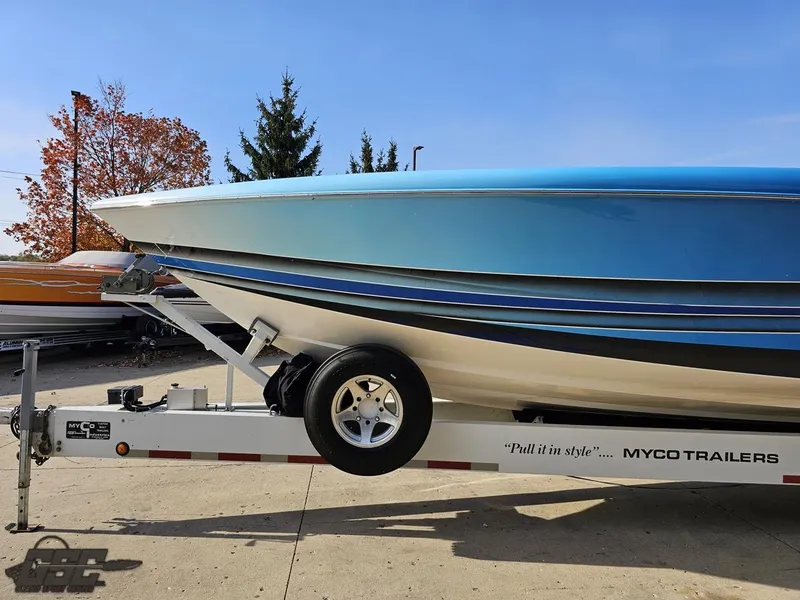 Slide: The Image of 2008 Outerlimits 46 Limited boat on Myco trailer, side view. - 23