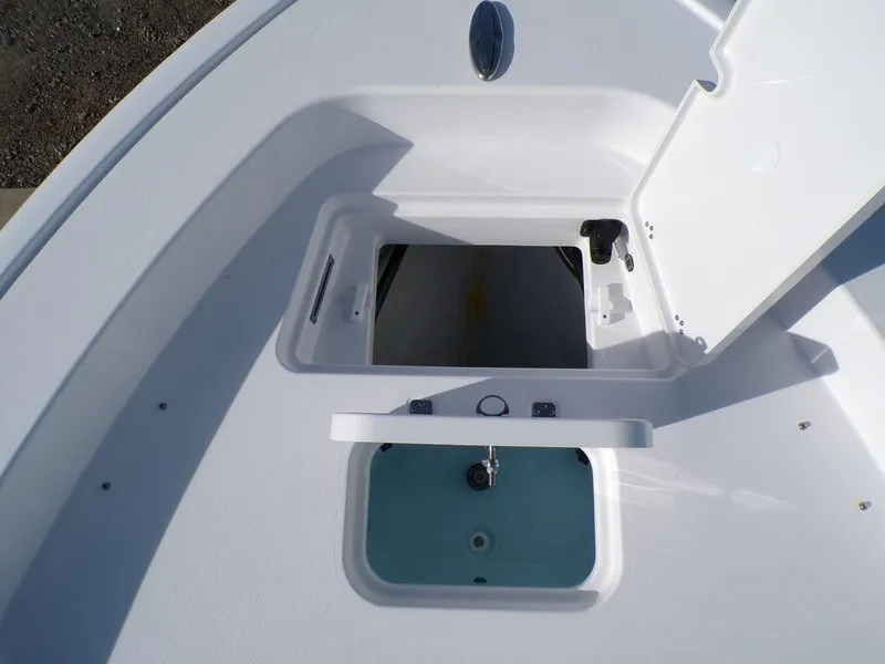Slide: The Image of 2025 Sportsman Masters 267 boat storage compartments and livewell. - 23