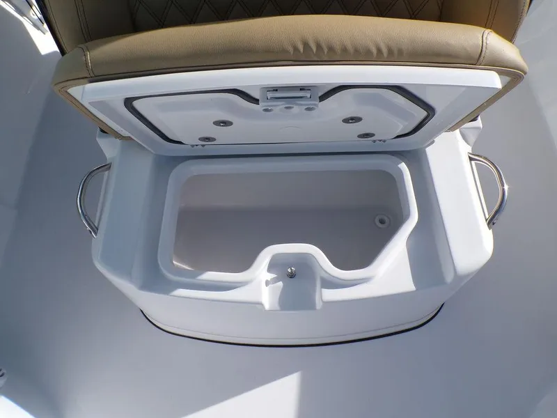 Slide: The Image of Open storage compartment on 2025 Sportsman Masters 267 boat. - 34