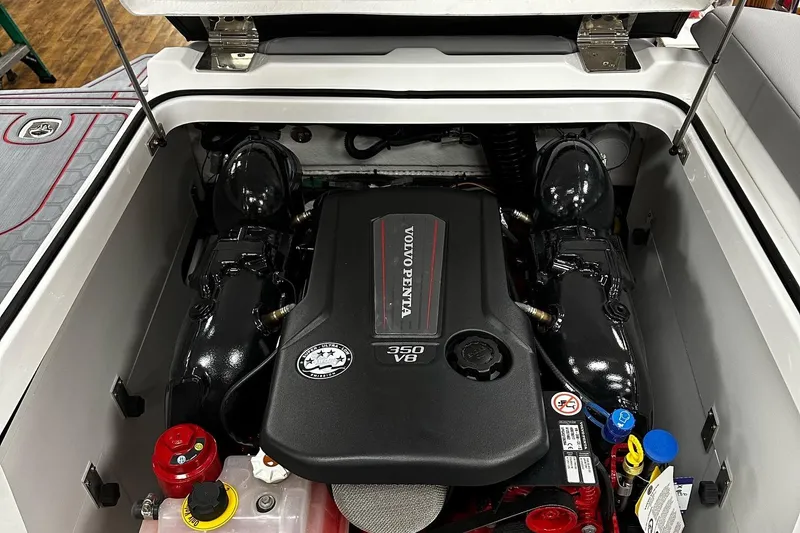 Slide: The Image of 2025 Cobalt CS23 Surf engine compartment with Volvo Penta 350 V8 engine. - 12