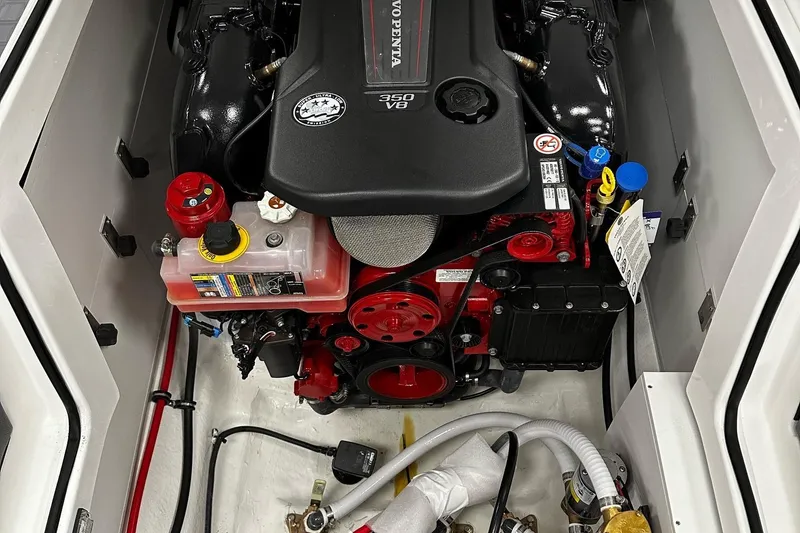 Slide: The Image of 2025 Cobalt CS23 Surf engine compartment with Volvo Penta V8 engine. - 13