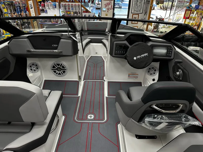 Slide: The Image of Interior of 2025 Cobalt CS23 Surf boat, featuring modern design and advanced controls. - 6