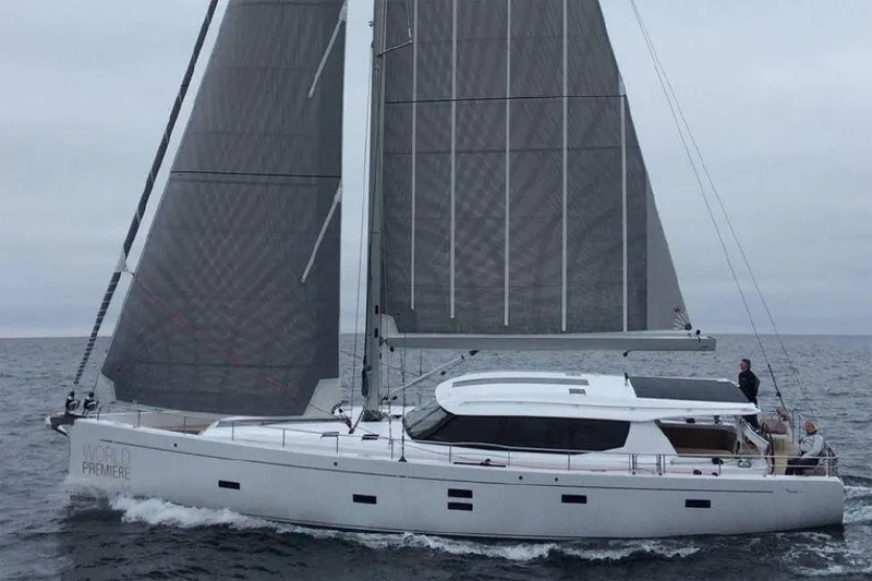 Slide: The Image of Sailing yacht Moody 54 DS 2025 on open sea, showcasing sleek design and modern sails. - 3