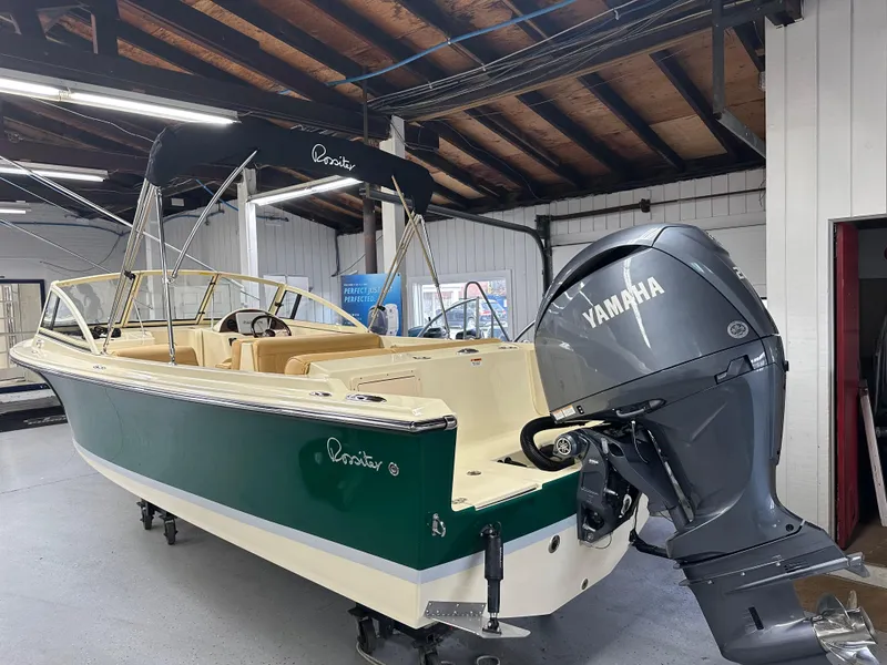 Slide: The Image of 2025 Rossiter 20 Day Boat with Yamaha engine in showroom. - 1