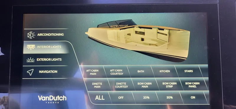 Slide: The Image of Luxurious interior of 2023 VanDutch 56 yacht with modern seating and sleek design. - 24