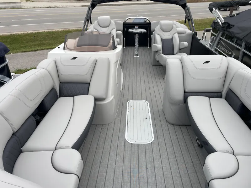 Slide: The Image of 2024 Starcraft SLS 5 boat interior with luxurious seating and modern design. - 15