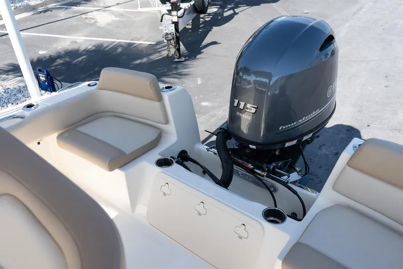 Slide: The Image of 2025 Scout 195 Sportfish boat with Yamaha 115 outboard motor. - 9