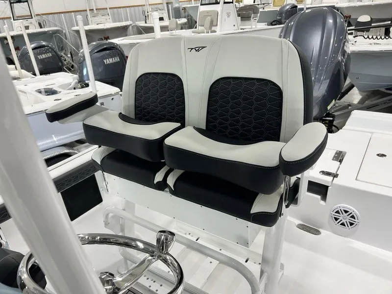 Slide: The Image of 2025 Tidewater 2300 Carolina Bay boat seats, featuring modern design and comfortable upholstery. - 17