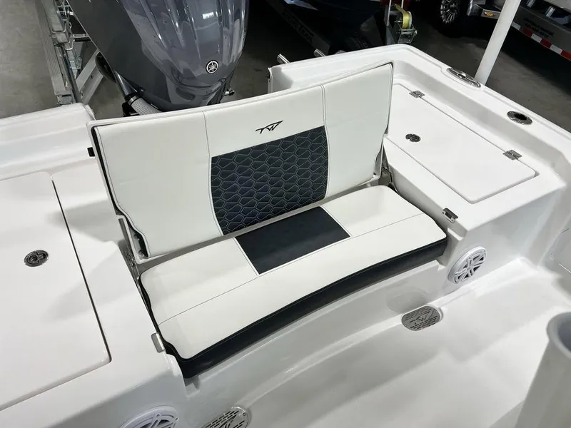 Slide: The Image of 2025 Tidewater 2300 Carolina Bay boat seating area with modern design. - 29